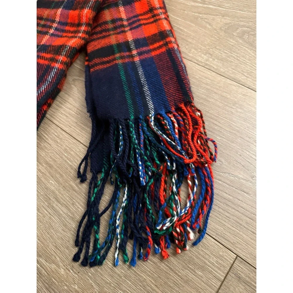 Topman blue and orange plaid scarf